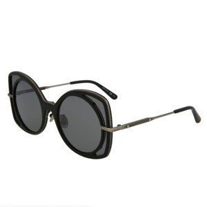 Bottega Veneta Women's Black and Silver Round Sunglasses!